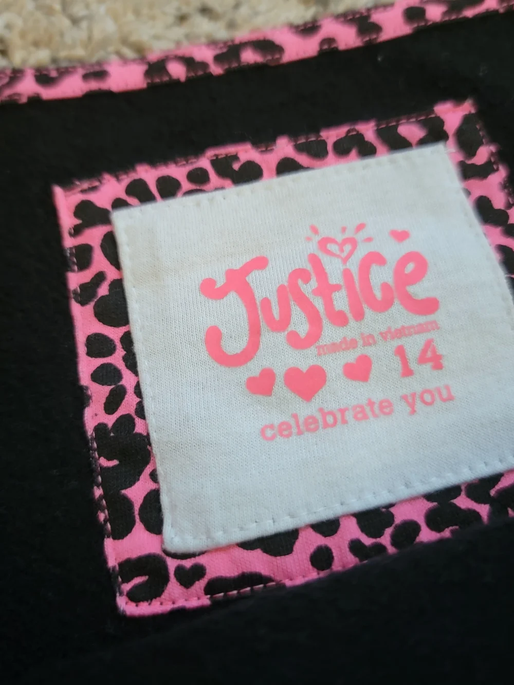 Justice Kids' Black Sweatshirt with Pink Love Graphic Size 14